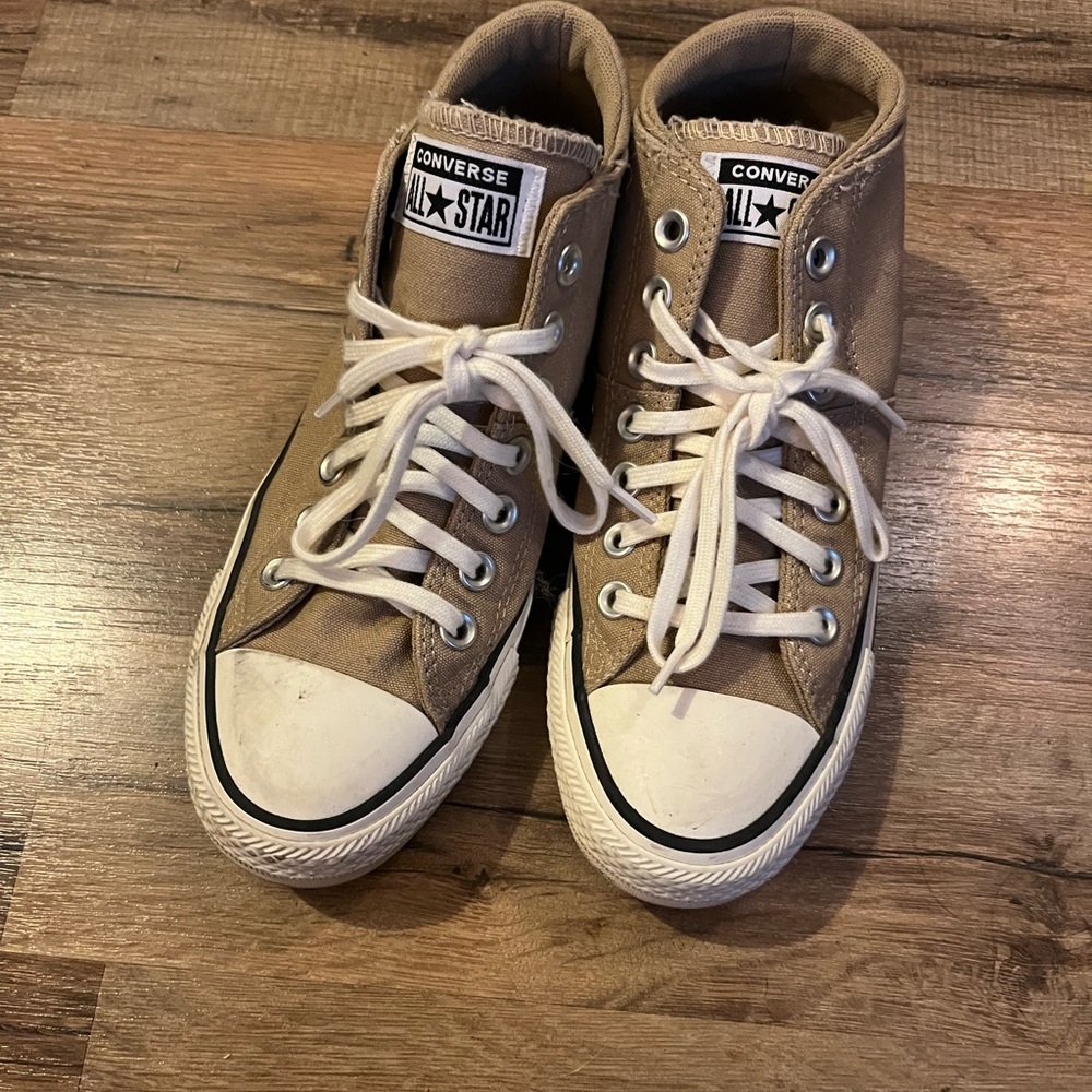 Converse Tan High-Top Sneakers with White Accents